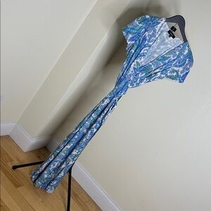 Aakaa Blue and Green Paisley Dress